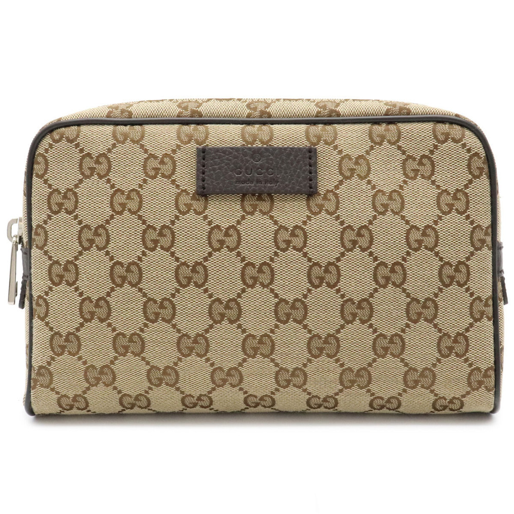 Gucci GG Canvas Body Belt Bag Waist Hip Leather Beige Brown Cream